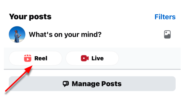 Create Facebook reel tab on mobile