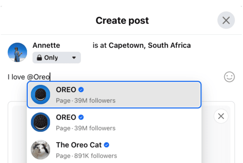 Tagging people and businesses in your Facebook post