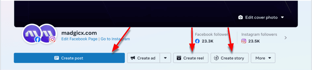 Business Suite - create post button