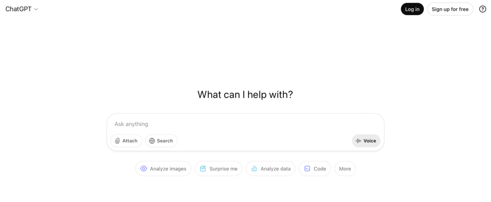 ChatGPT homepage