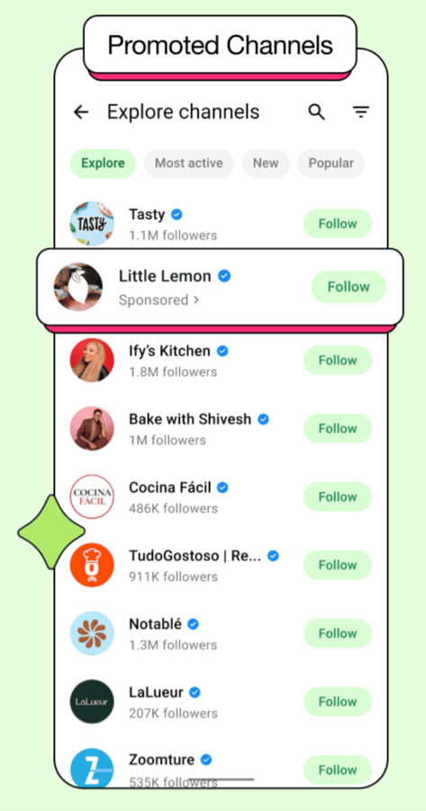 Whatsapp new promoted channels