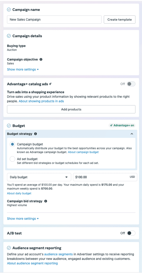 Ads manager - campaign details