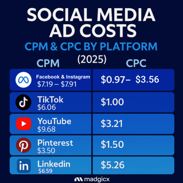 Social media ad costs across platforms