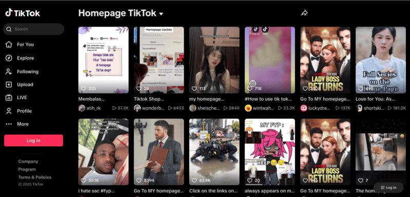 TikTok home site