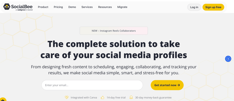 SocialBee homepage