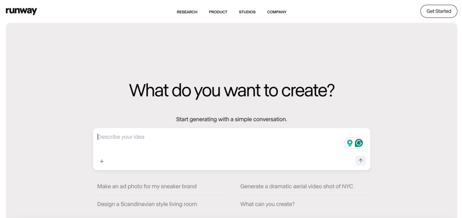 Runway homepage