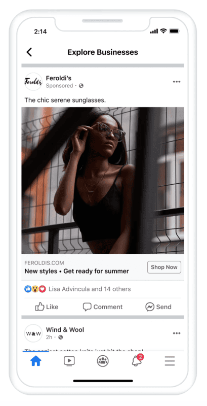 Facebook Business Explore Image ad