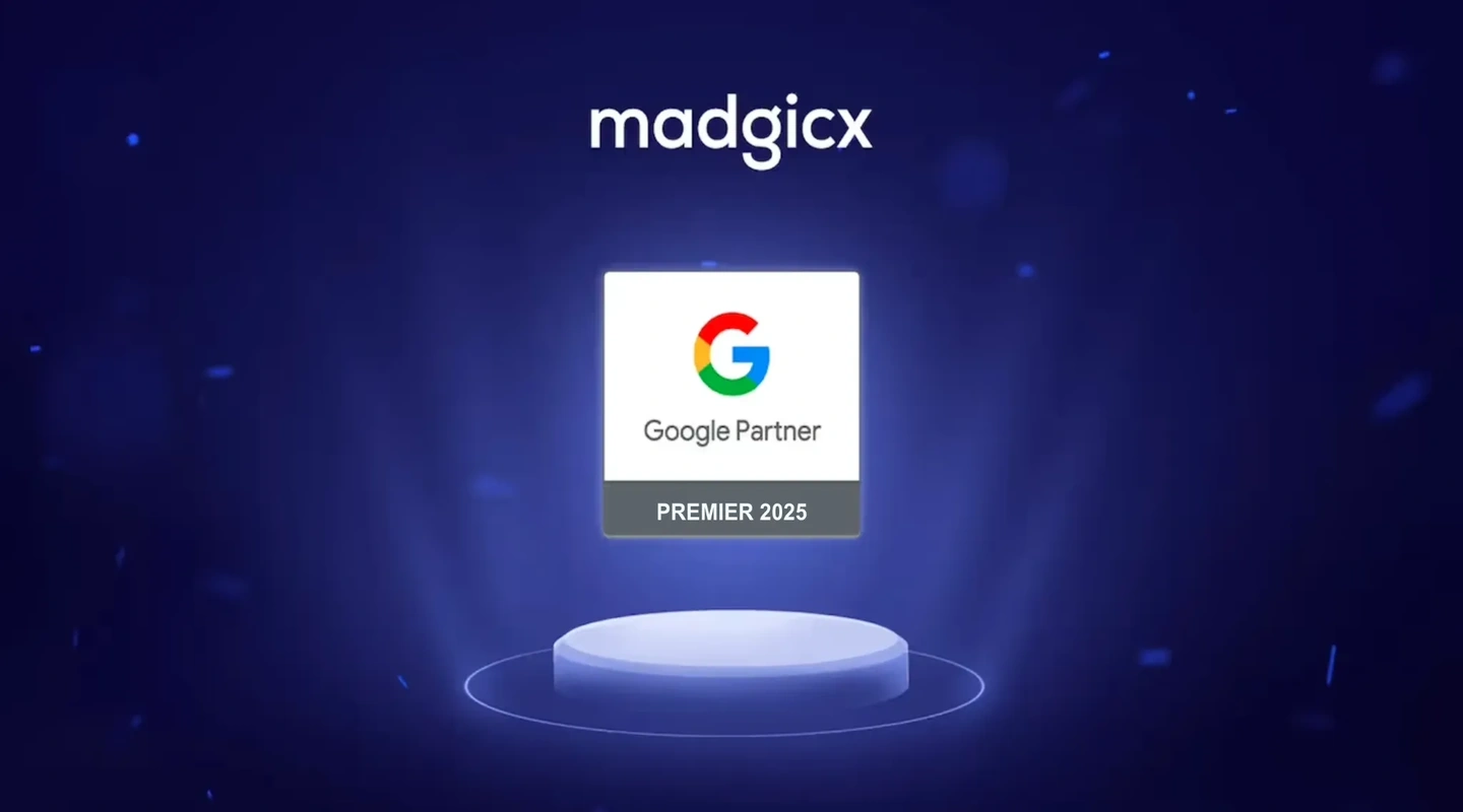 The Madgicx logo above the 2025 Google Premier Partner badge