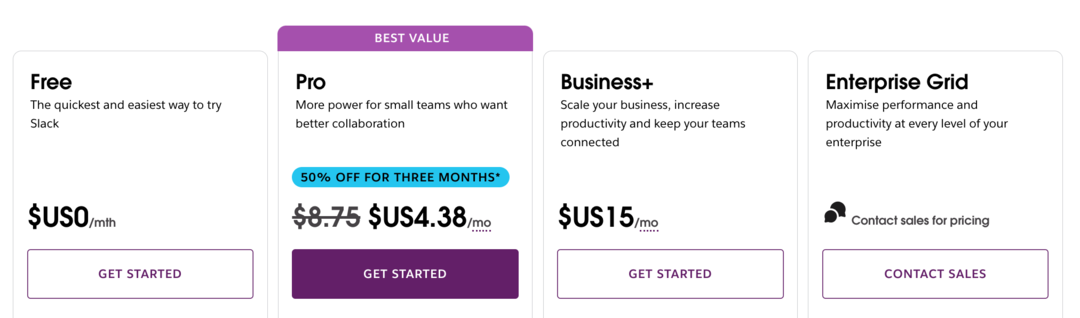 Slack pricing