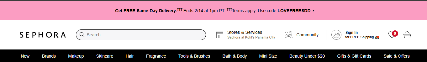 sales CTA example - Sephora