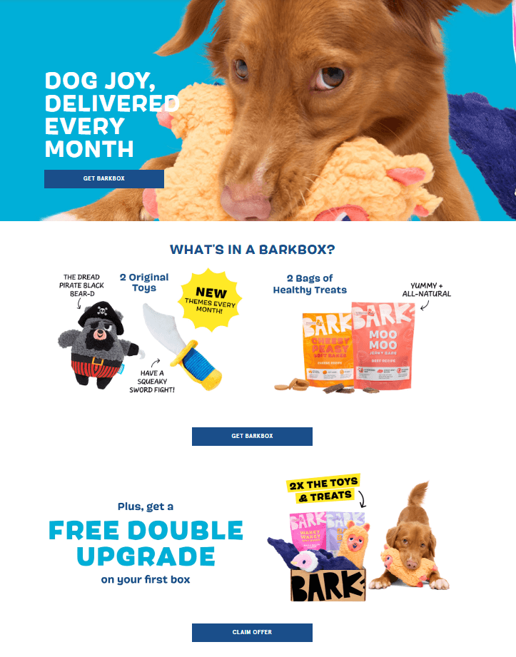 BarkBox - Website CTA example