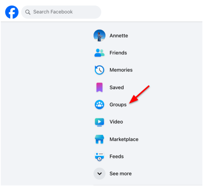 Facebook Groups tab