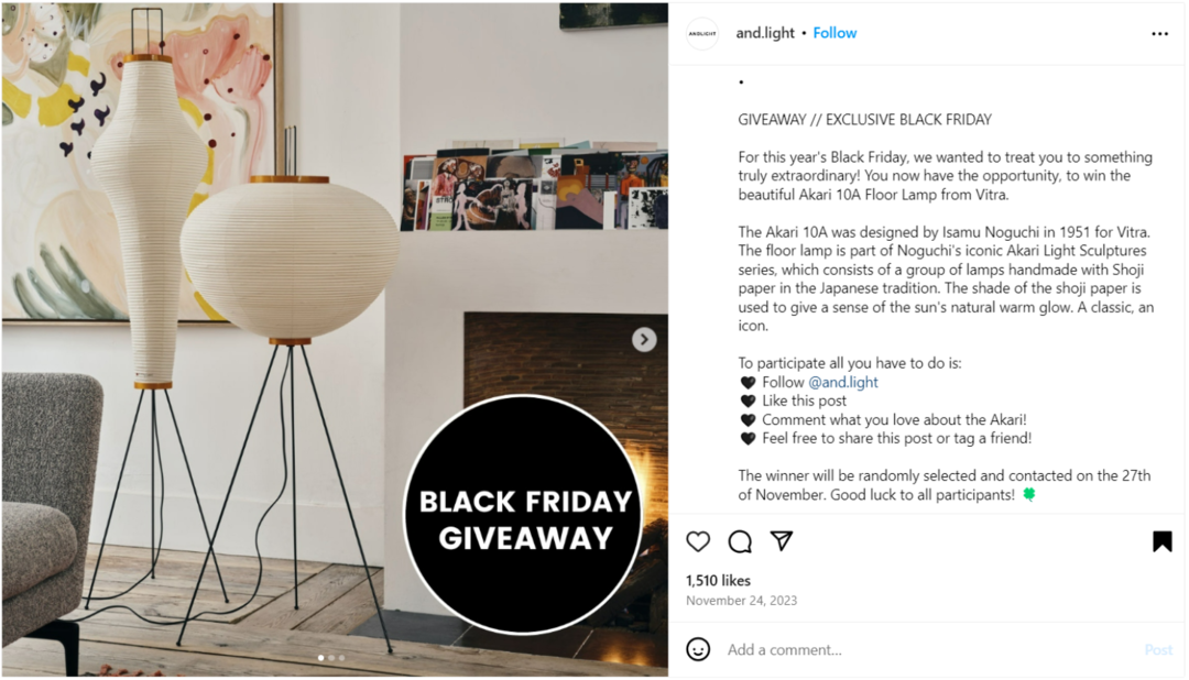 Social media contest example