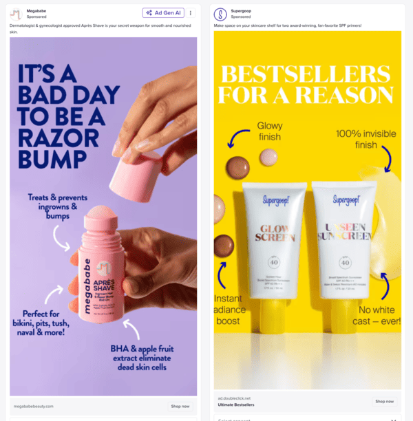 Facebook image ad example - product USPs