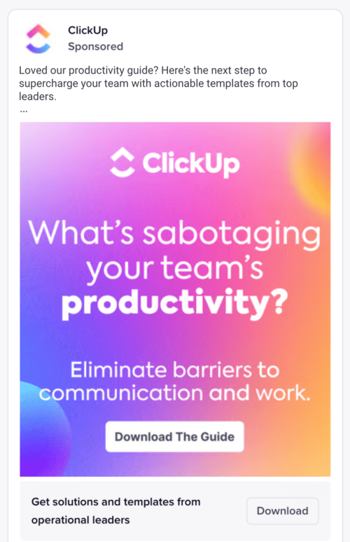 ClickUp - content retargeting ad