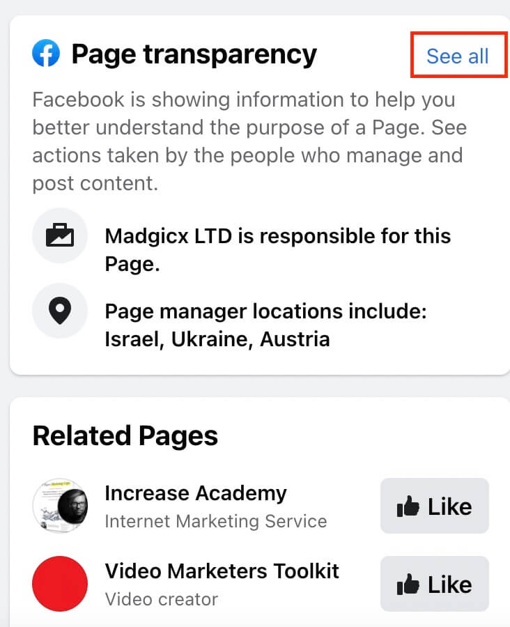 Facebook Page Transparency