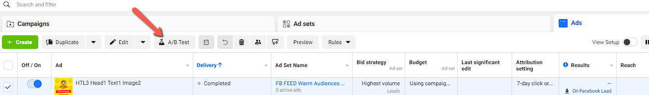  A/B test Facebook ads