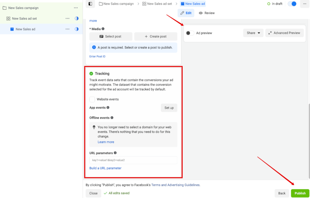 Tracking settings where you can connect your Pixel.