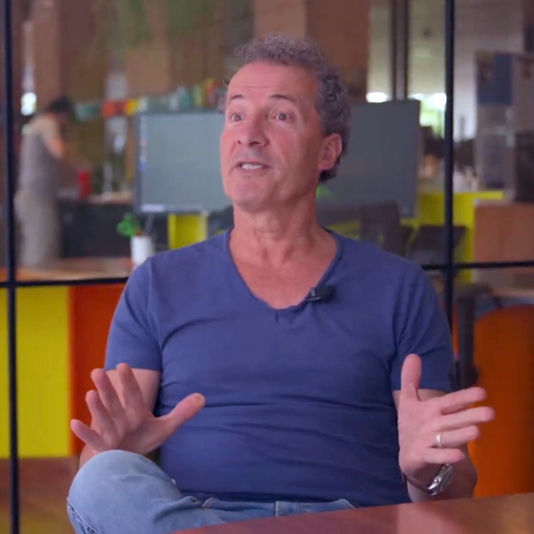 Still from the Rob Keldoulis interview about why he donates to Climate 200