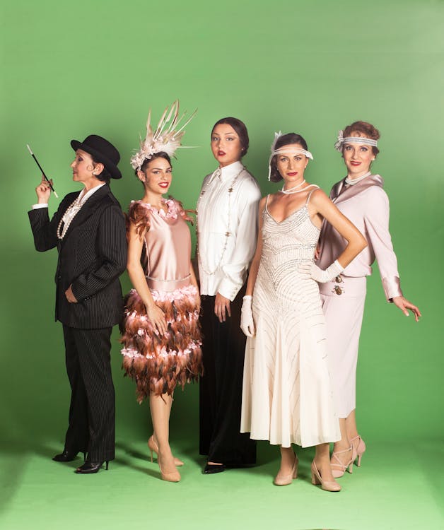 Free Women Posing in Interwar Period Clothing Stock Photo