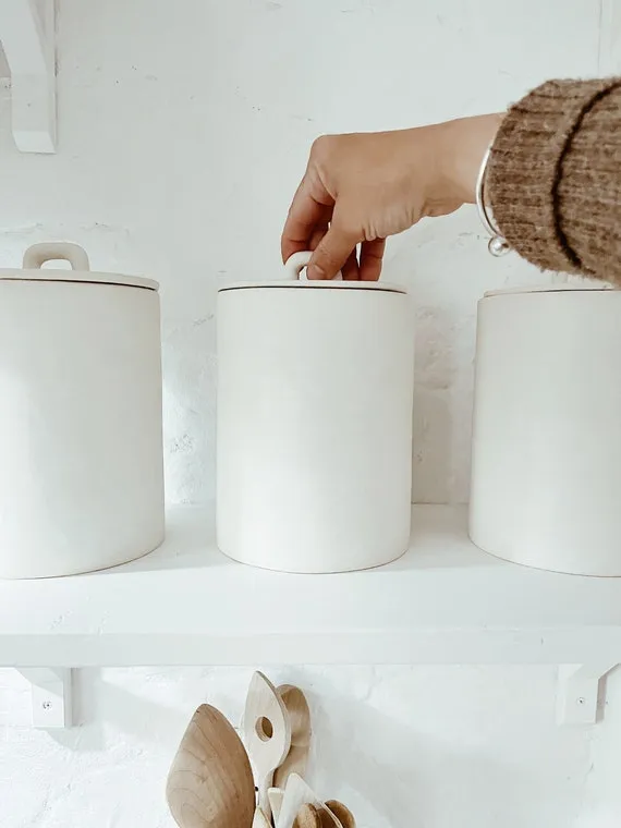 Buy Stoneware Canister Customizable Canister Food Crock Open Shelf Storage  Designer Canisters Kitchen Jars Pantry Organizer Neutral Accessories Online  in India - Etsy
