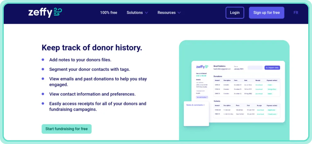 Zeffy CRM gratuit