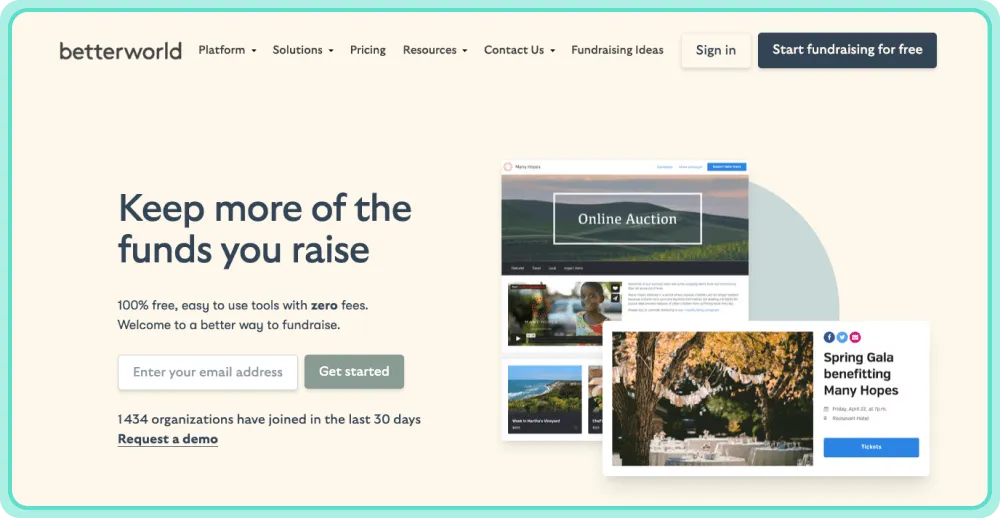 Betterworld est une plateforme qui propose des solutions de collecte de fonds