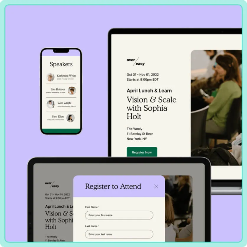 Few screenshots of splash's product for event ticketing
