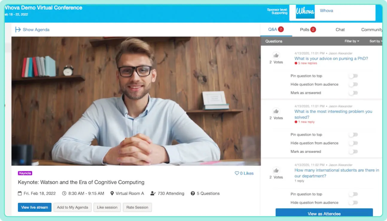 Whova features screenshot