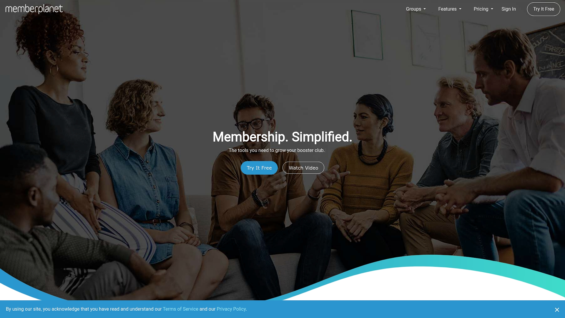 Screenshot of MemberPlanet's membership management portal home page, showing user-friendly interface for booster clubs