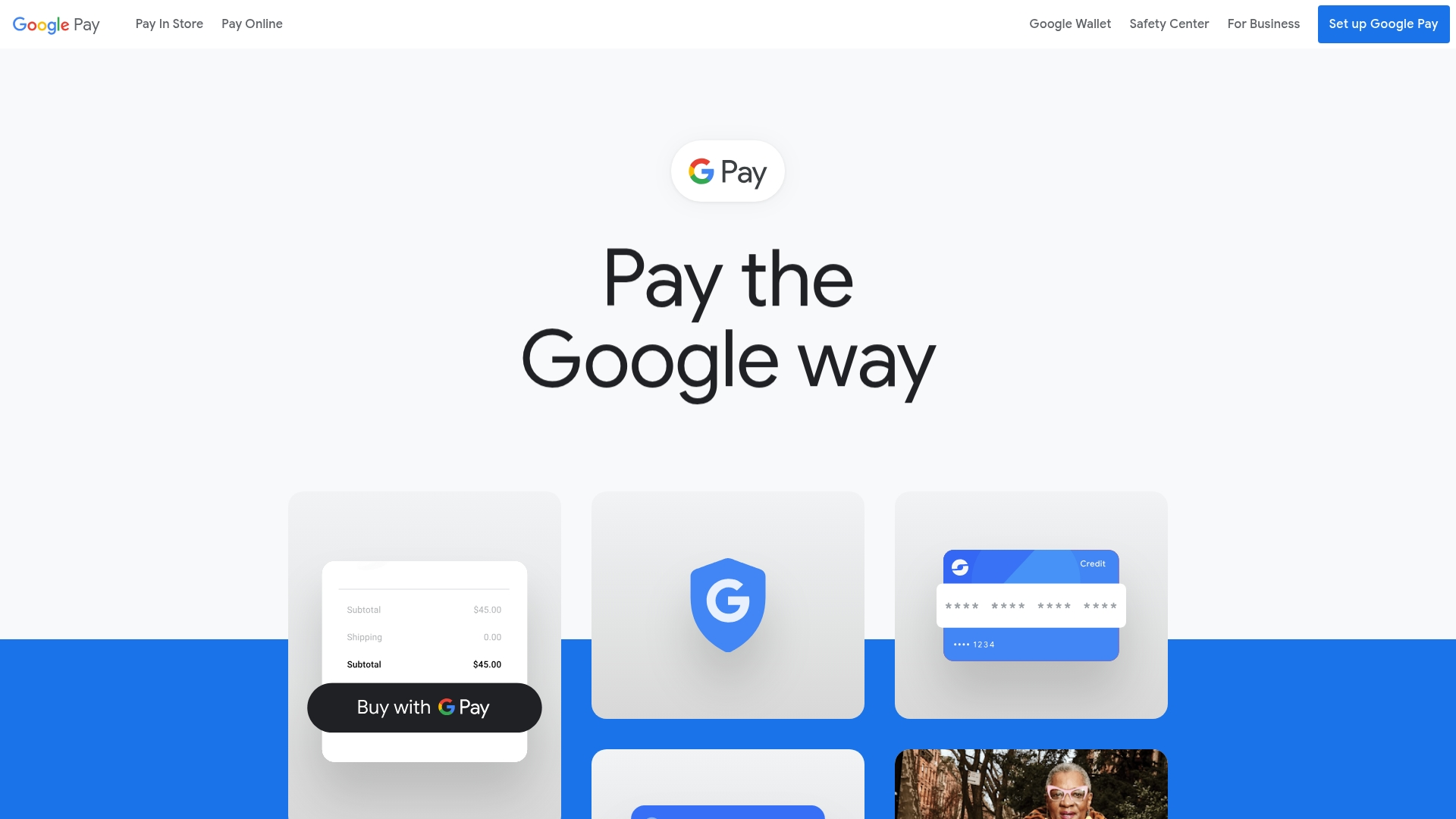 Google Pay interface showing streamlined mobile checkout options for Android users