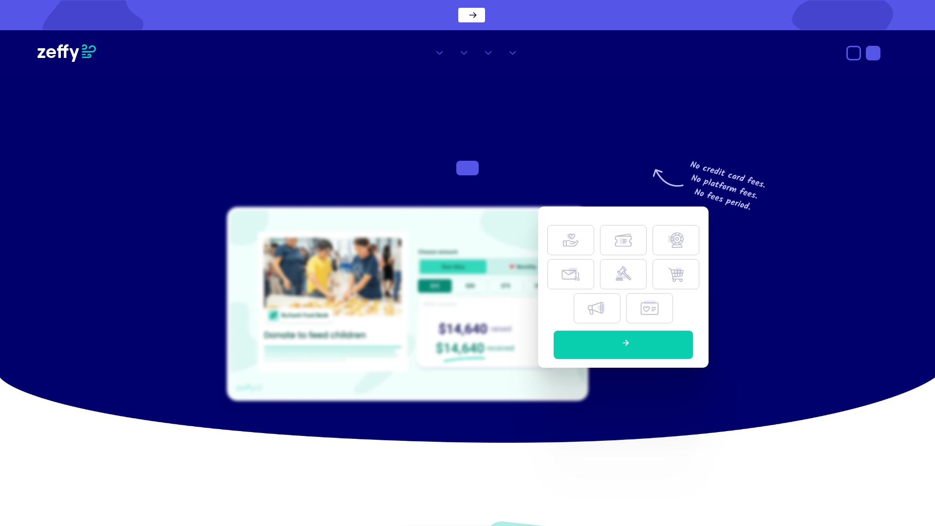 Zeffy fundraising dashboard showing donation tracking and donor management tools for food banks