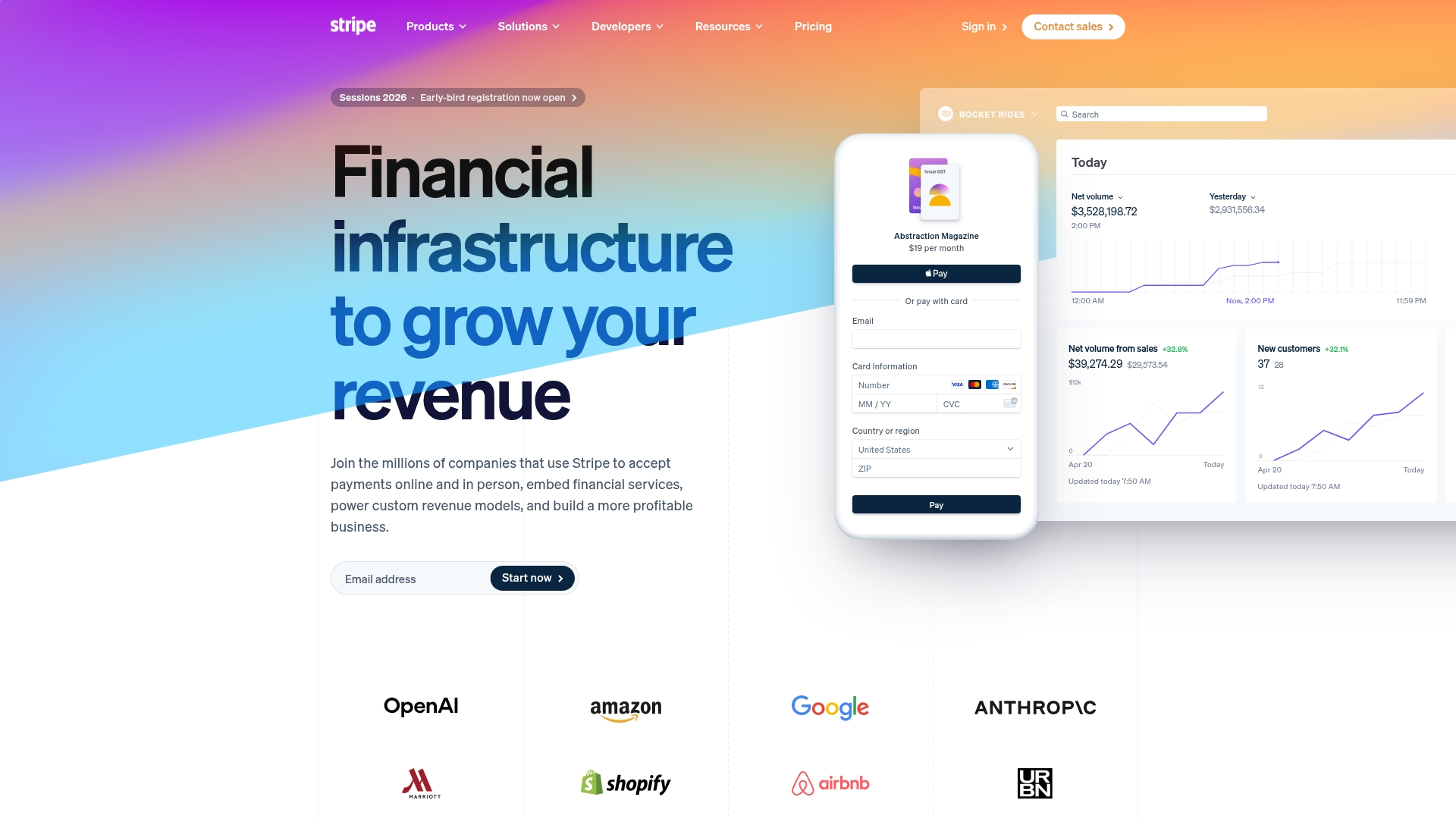 Stripe dashboard interface showing payment analytics and developer tools
