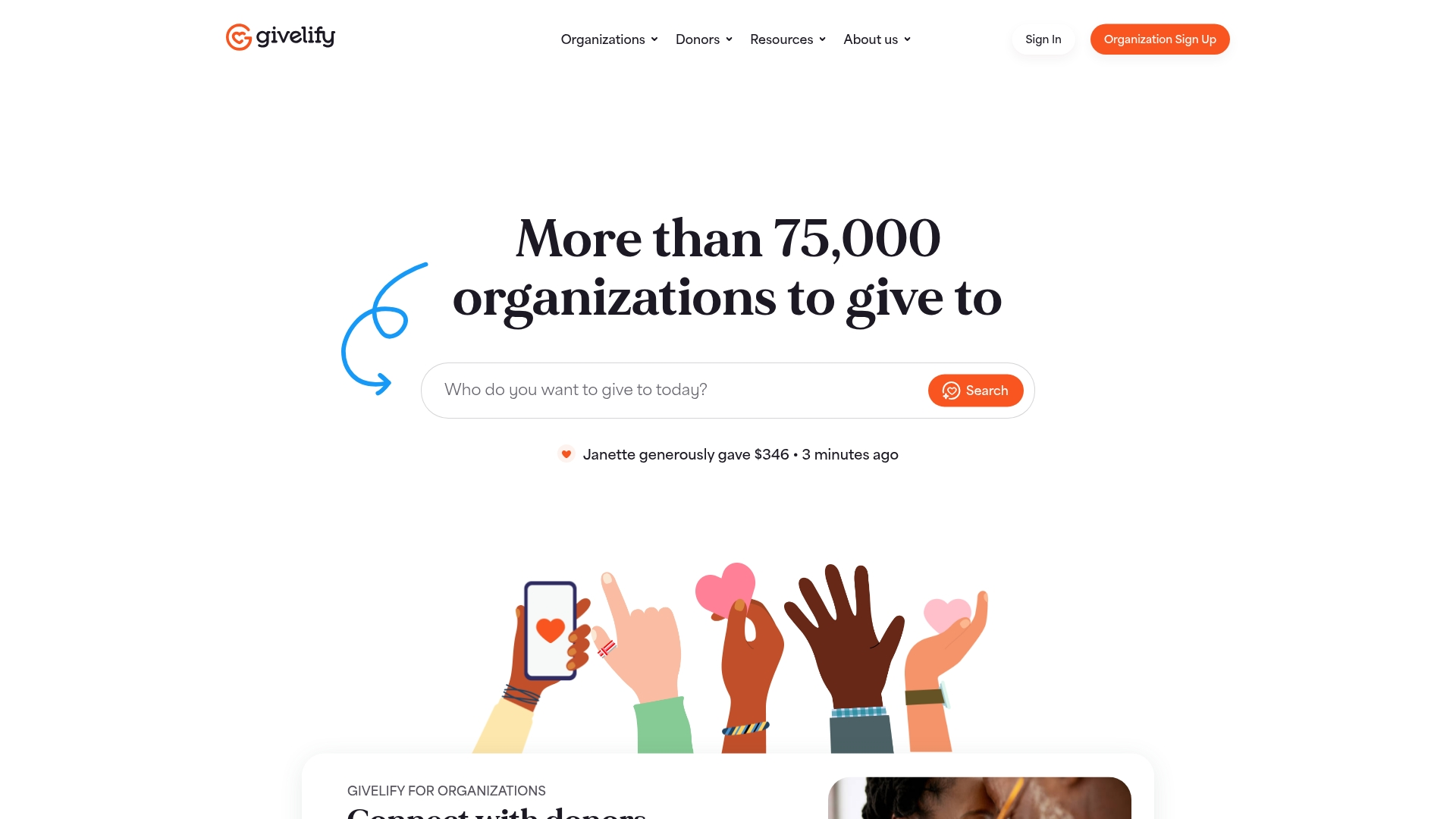 Givelify mobile donation app interface