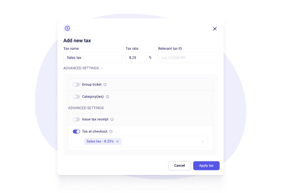 Add a new tax rate in account settings