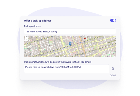 Offer a pick-up address for shop orders