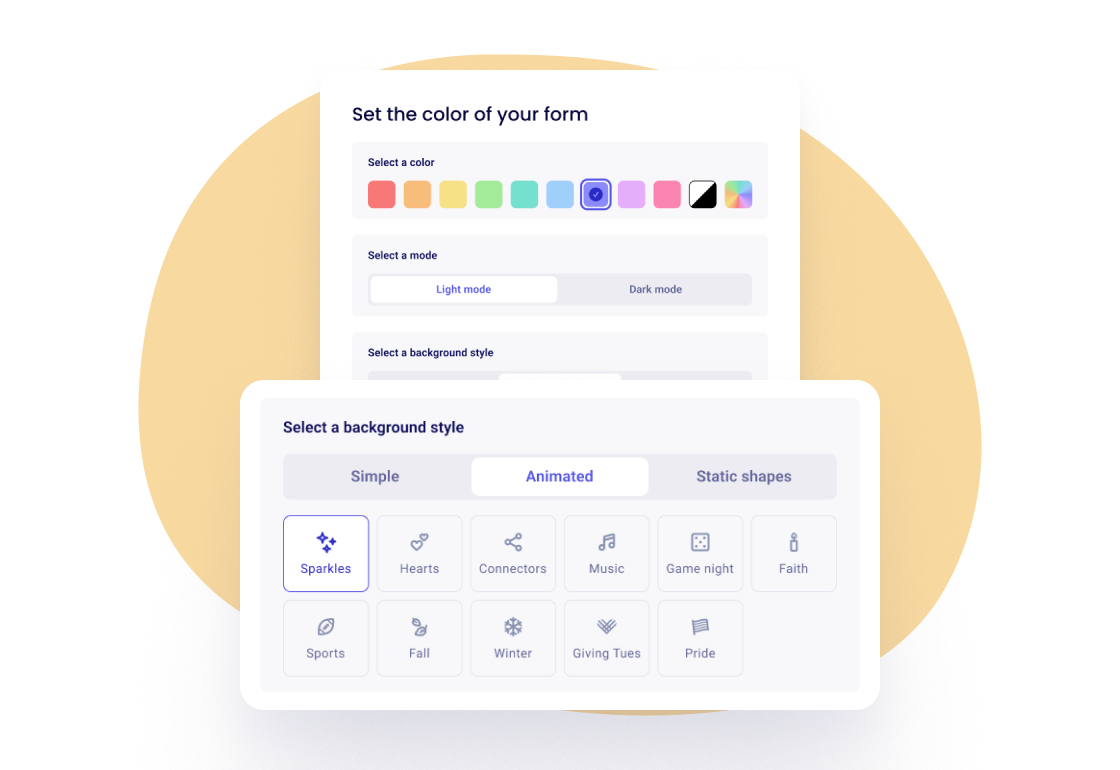 Animated background picker in the form design settings