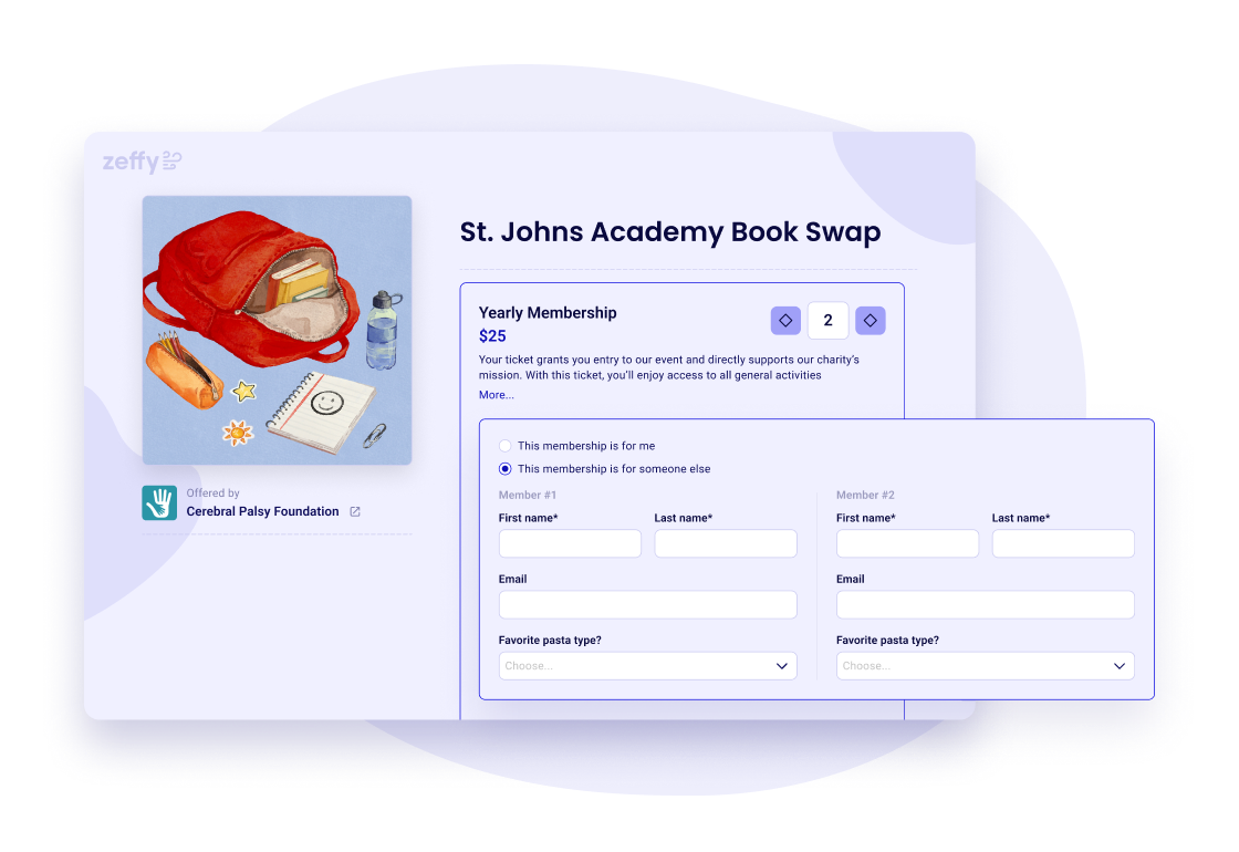 Membership checkout with a form for each family member