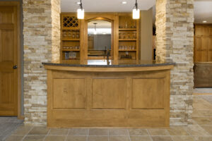 Basement wet bar stonework