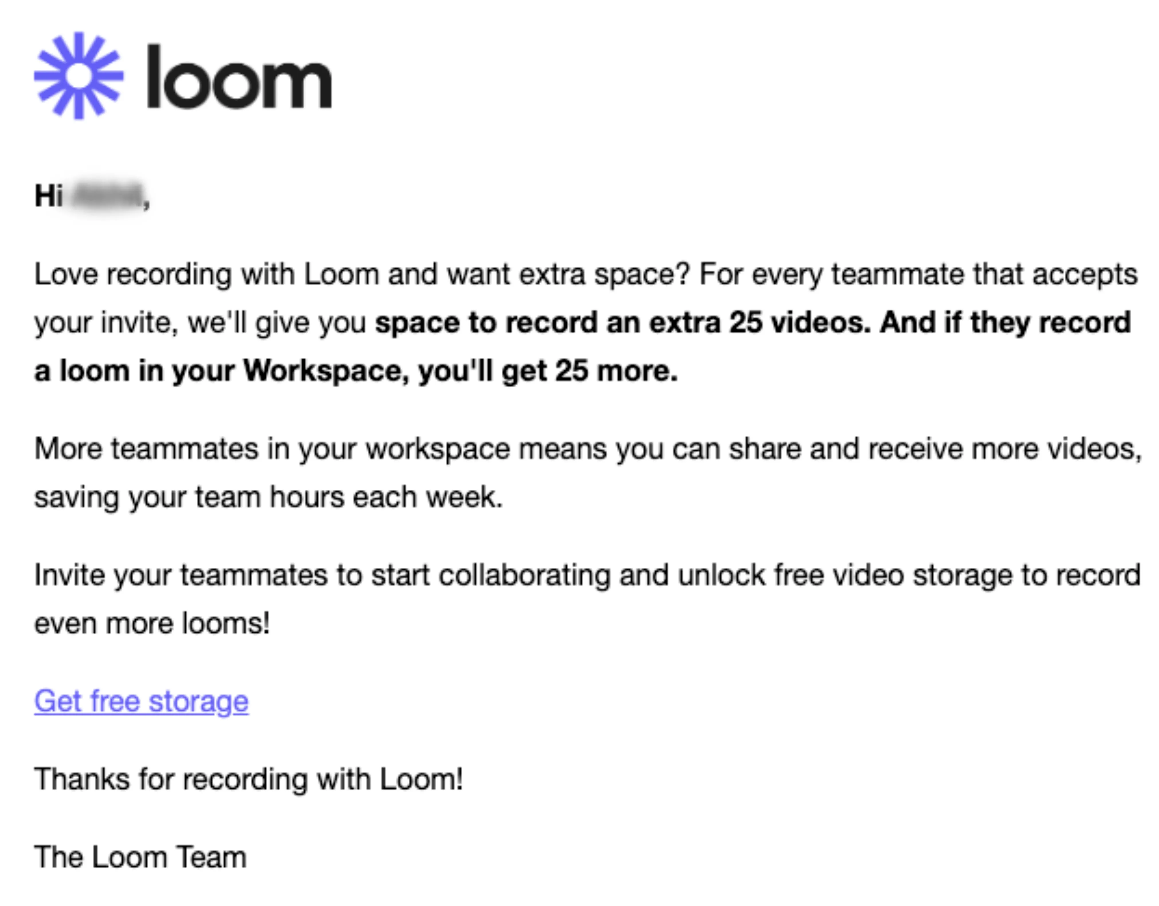 Loom post trial end email