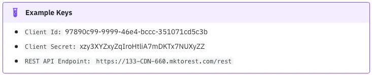Eample keys from marketo