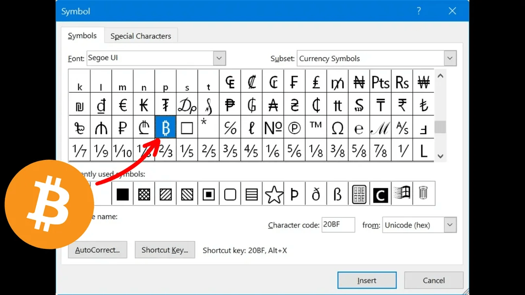 Unicode Bitcoin Symbol