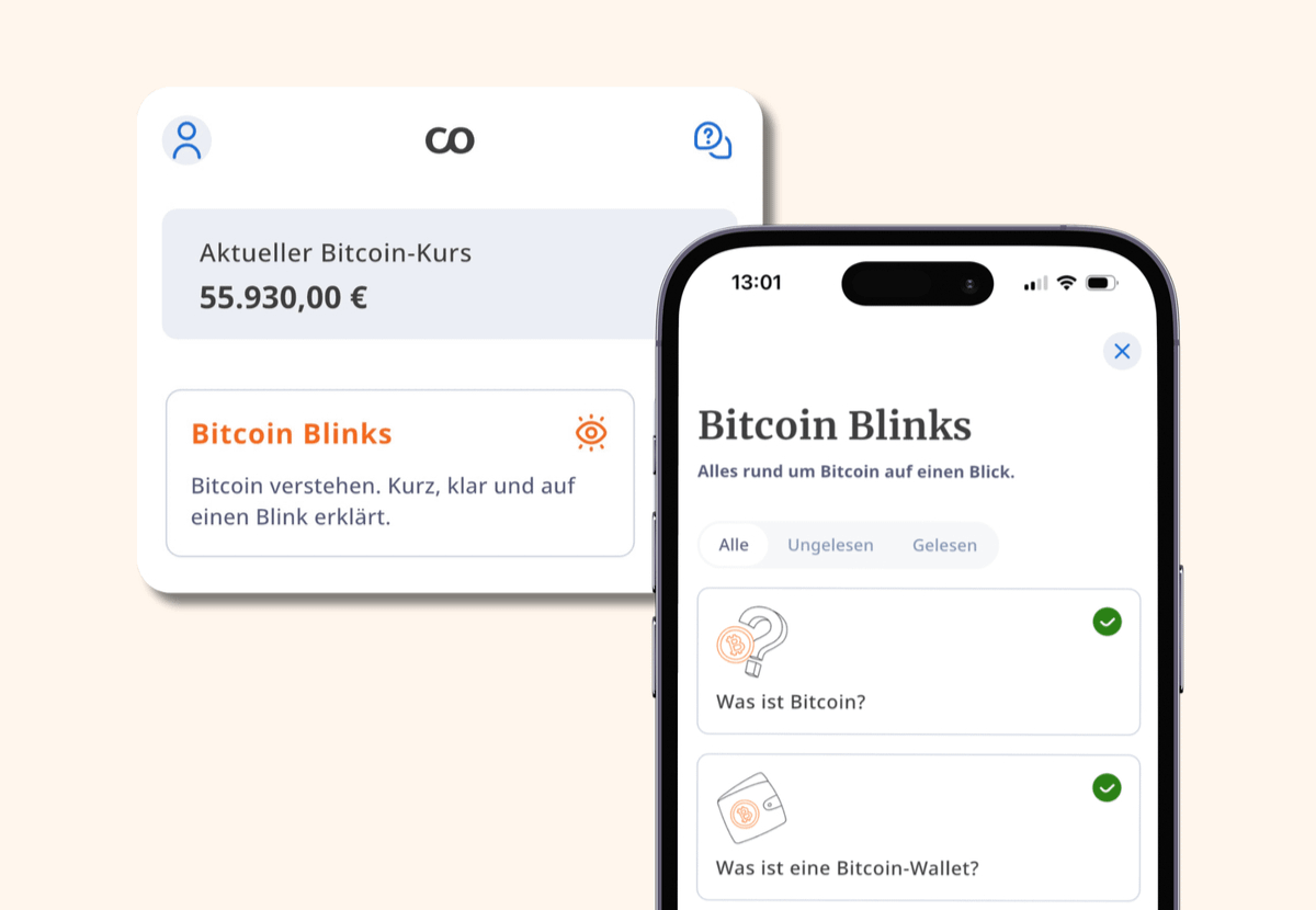 Bitcoin Blinks in der Coinfinity App
