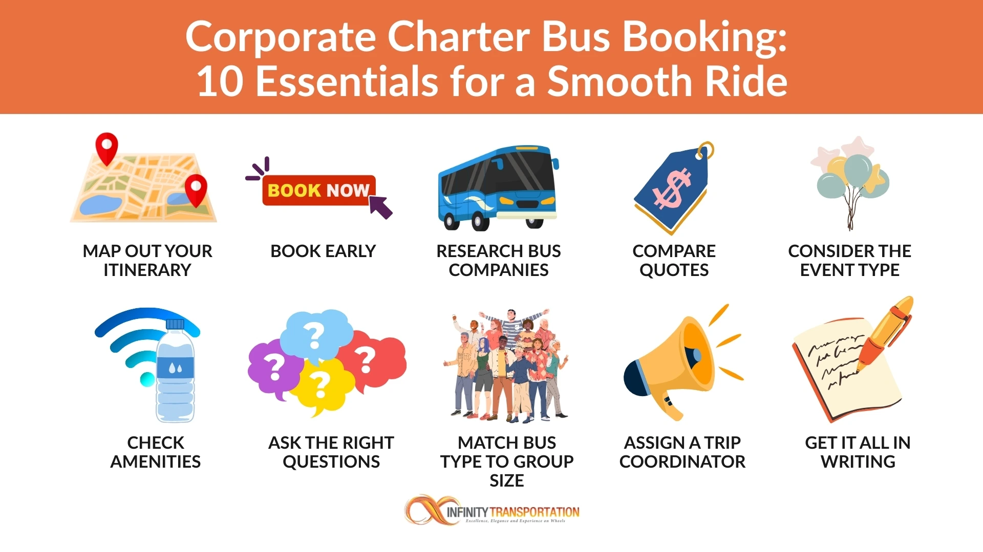 How to book a charter bus for a corporate event in 10 simple steps