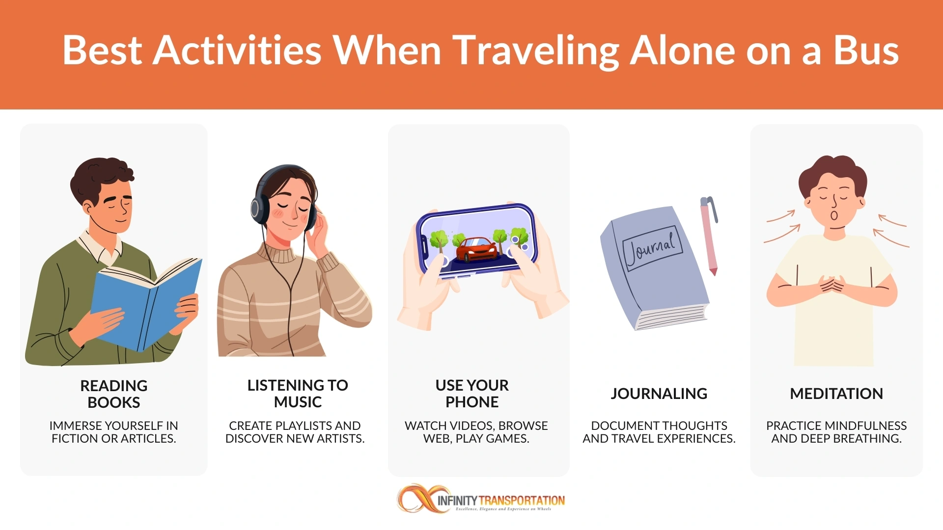 Best activities to do when traveling alone on a bus
