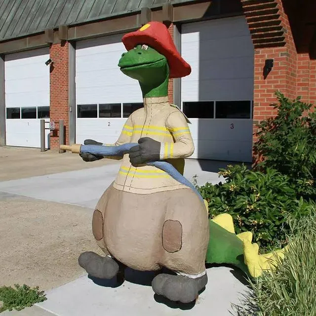 A image of a firefighter dinosaur