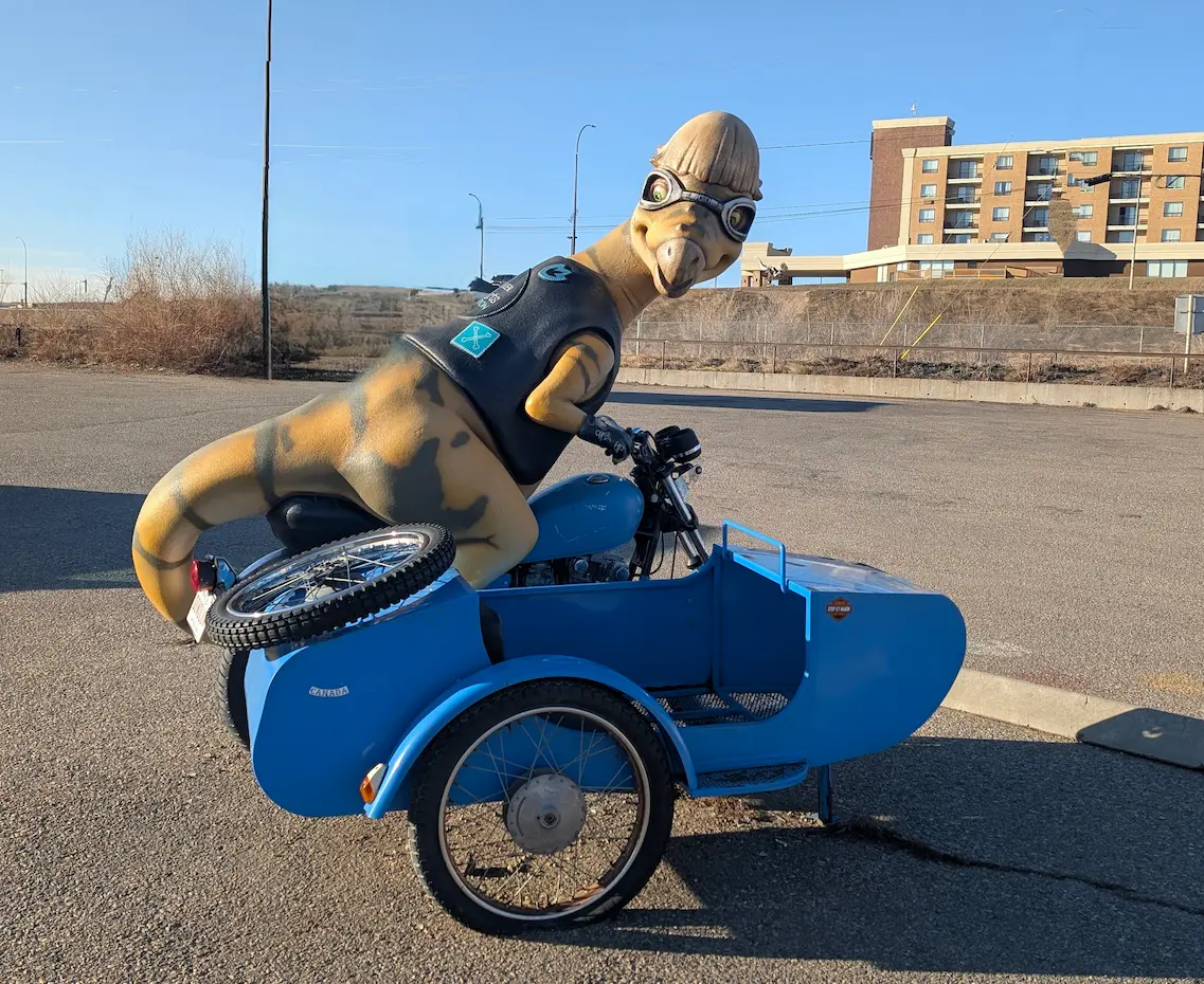 A image of a dinosaur statue Brad