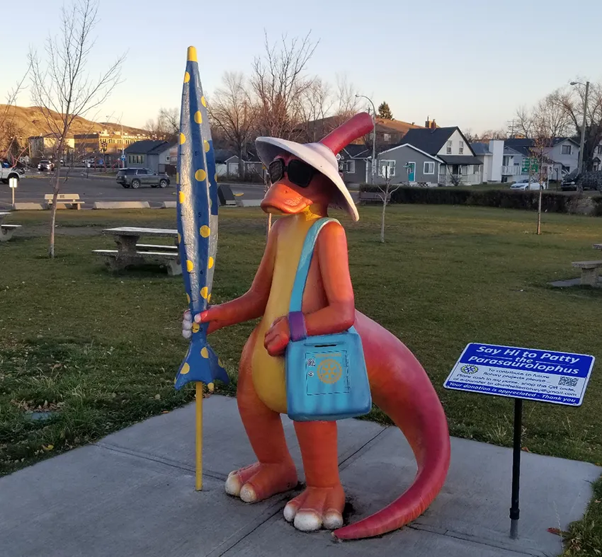 A image of a dinosaur statue Patty