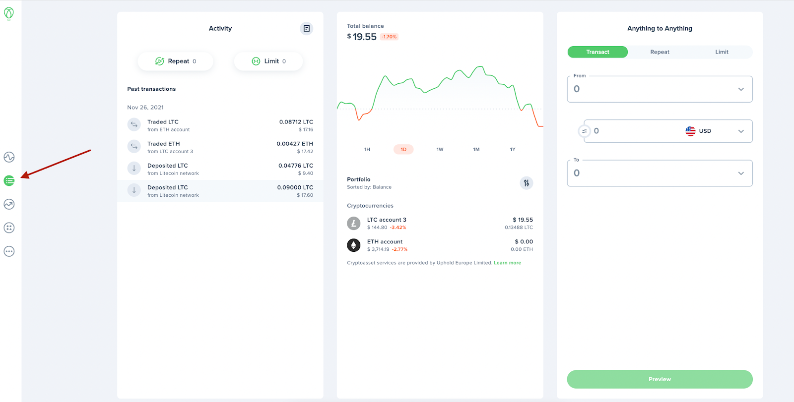 Uphold tax reporting