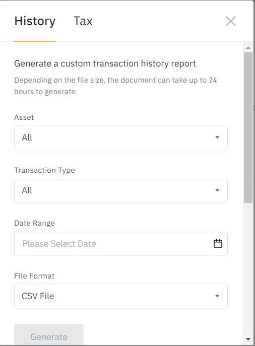 Export Binance.US history